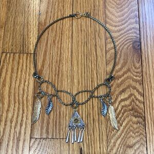 Unique Feather and Flower Necklace